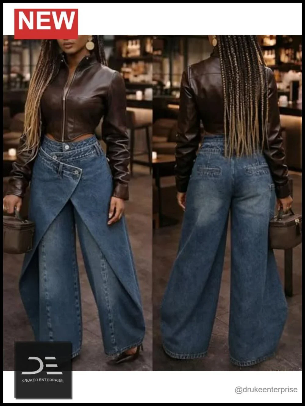 Womens Asymmetrical Cargo Jeans Baggy Y2K Wide Leg Denim Pants